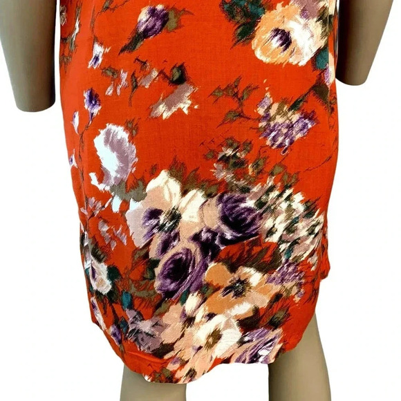 H&M Watercolor Floral Shift Dress Women Size 6 Bell Sleeves Casual Viscose - Picture 11 of 16